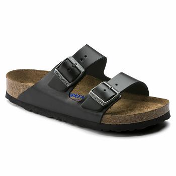 Birkenstock Soft Footbed Amalfi Læder Arizona Dame Sort | DK 67BEX